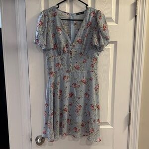 SHEIN Light Blue Floral Mini Dress